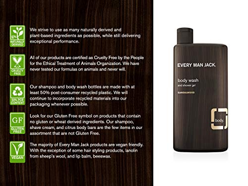 Everyman Every Man Jack Body Wash Shower Gel, Sandalwood, 16.9 Fl Oz (91297)