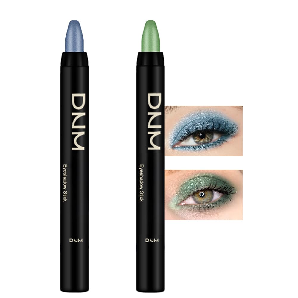 Kaely 2Pcs Cream Eyeshadow Stick Set For Eyes,Sky Blue & Greenish Cyan Shimmer Pen,Eye Brightener Halloween Makeup,Sombras Para