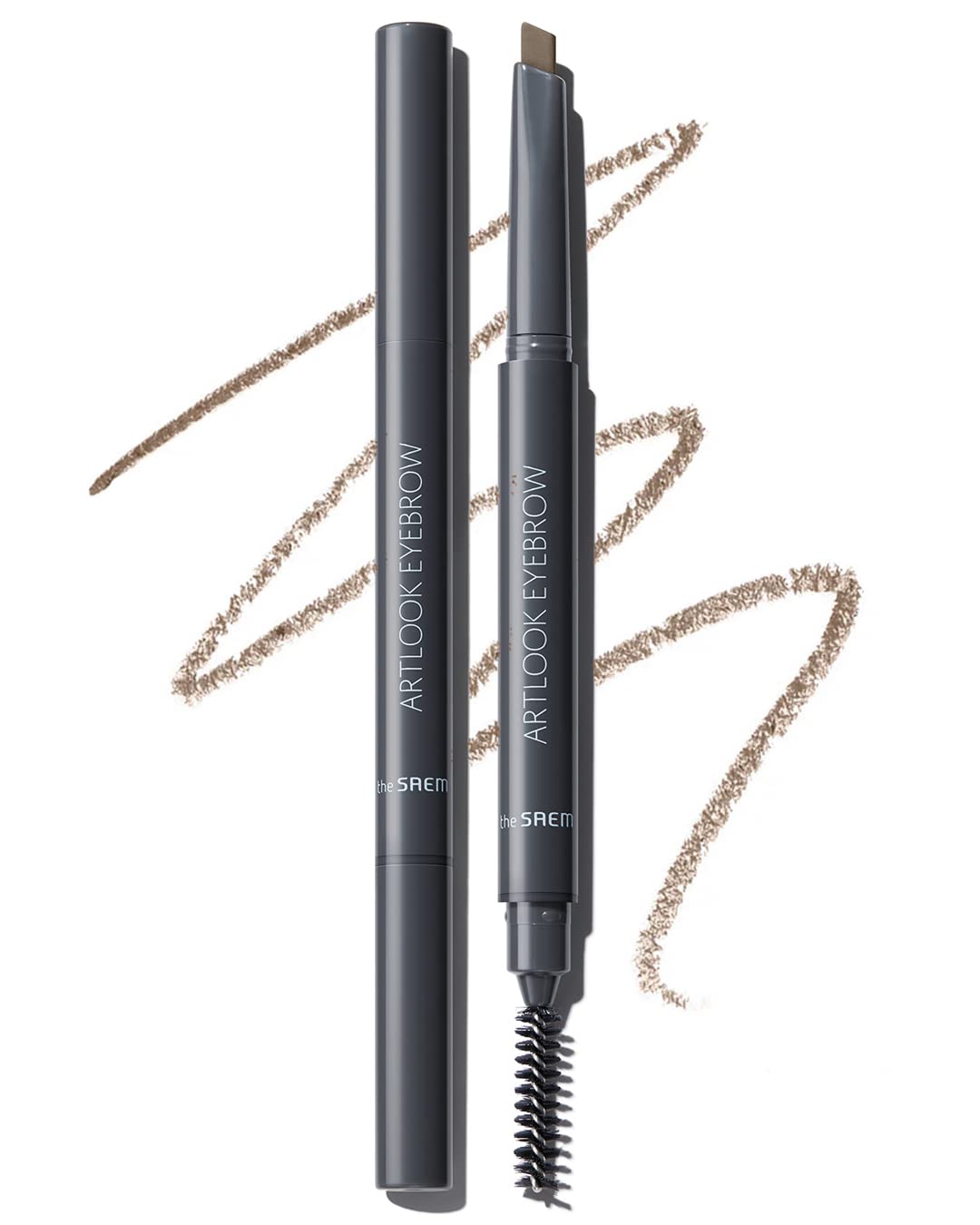 THESAEM Artlook Eyebrow Definer Pencil with Spoolie Brush 01 Brown - Long Lasting Eyebrow Pencil for Soft Textured Eyebrow Makeu