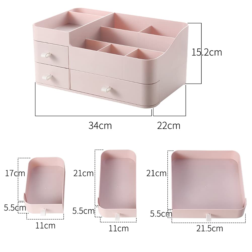 Miuopur Makeup Organizer For Vanity, Large Capacity Desk Organizer With Drawers For Cosmetics, Lipsticks, Jewelry, Nail Care, Sk