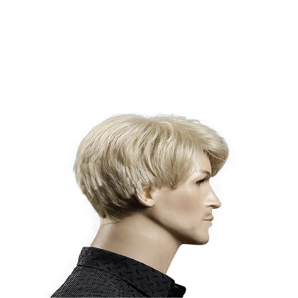 Kalyss 8'' Short Straight Men'S Blonde Color Wig Heat Resistant Synthetic Hair Wig (Blonde)
