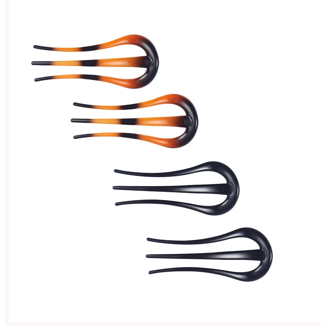minihope French Hair Forks Tortoise Shell W Shape Updo Hair Pins Clips for Thin Thick Hair, 3.5 inch Classic 3 Prong Bun Hair St
