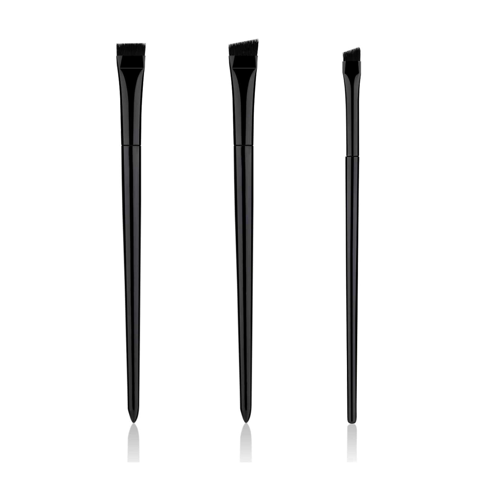 3pcs Eyeliner Brush Kit, Flat Thin Eyeliner Brush Beveled Eyebrow Brush Angled Brow Brush for Gel Liquid Eyelashes Eyebrows Eyel