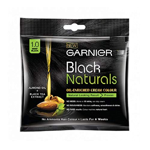 Garnier Black Naturals Hair Color, Shade1 Deep Black 20Ml+20G [Pack Of 4]