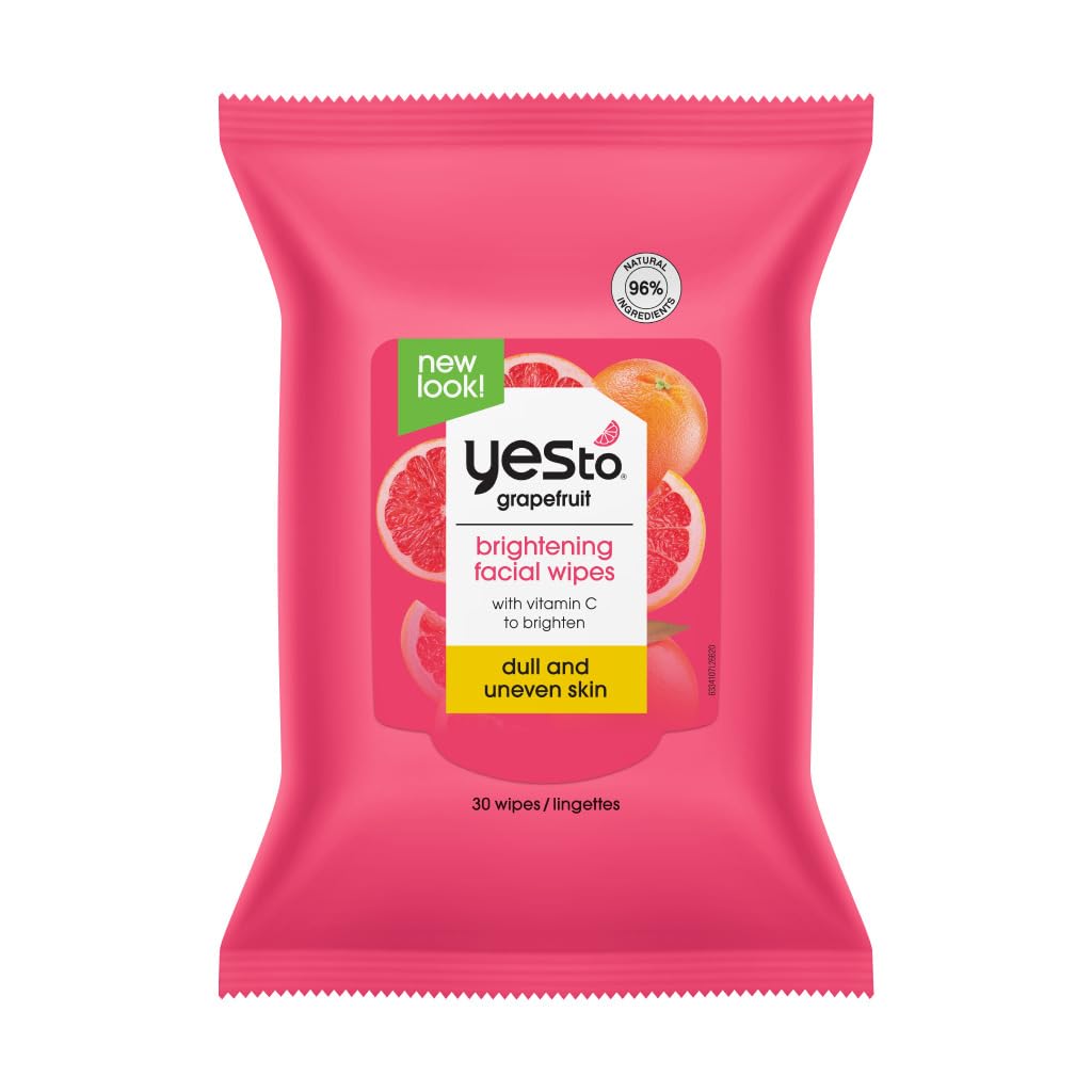 Yes To Grapefruit Brightening Facial Wipes, 30 Count, Cleanse & Brighten Skin