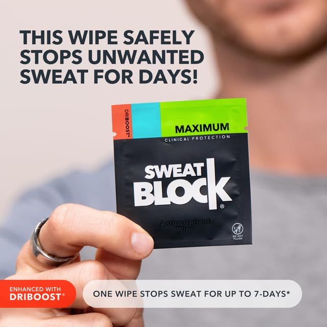 SweatBlock Antiperspirant Wipes - Maximum Clinical Strength - Treat Hyperhidrosis & Excessive Sweating for Men, Women, & Teens -