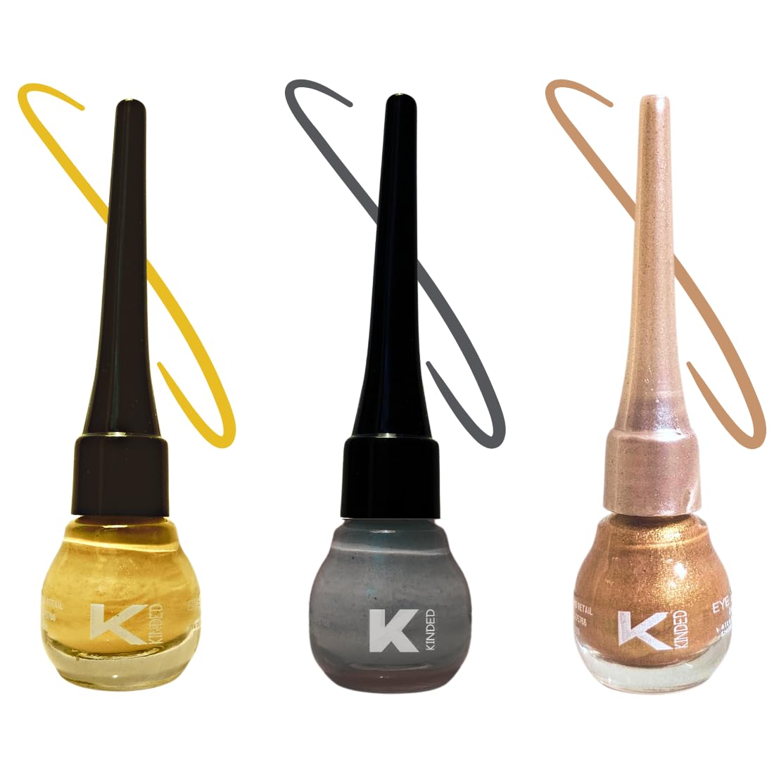 Kinded Eye Liner Liquid Combo Of 3 Waterproof Smudgeproof Longlasting Insta Bold Look Intense Colour Pigments Quick Drying Eyeli