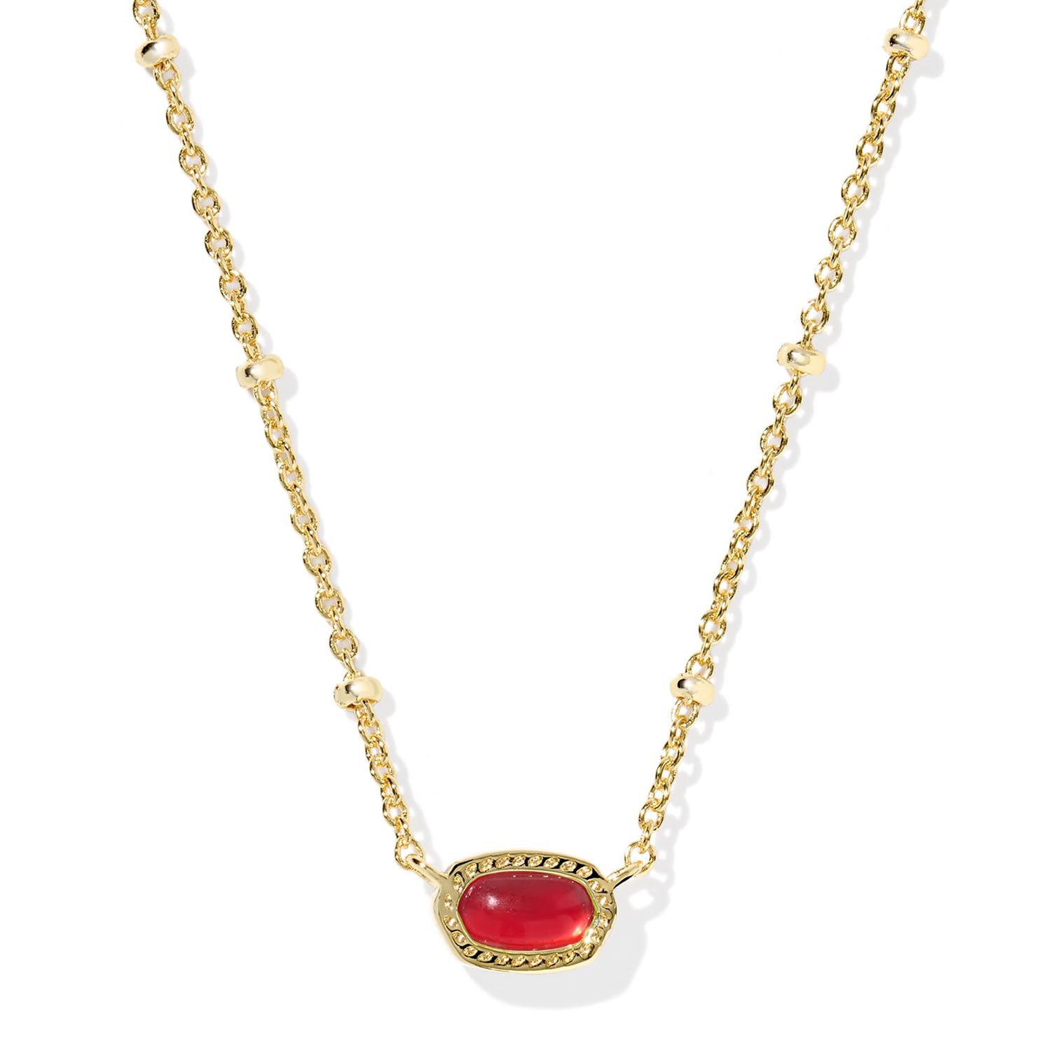 Kendra Scott Mini Elisa 14k Gold-Plated Satellite Short Pendant Necklace, Fashion Jewelry for Women, Red Illusion
