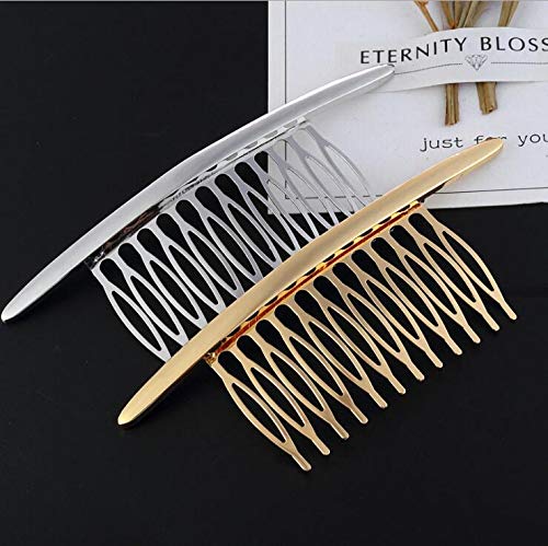2PCS Alloy Curved Hair Comb (Silver+Gold) Headwear Hair Side Comb French Twist Comb Hair Clip Jewelry Sparkle Styling Tools Hair