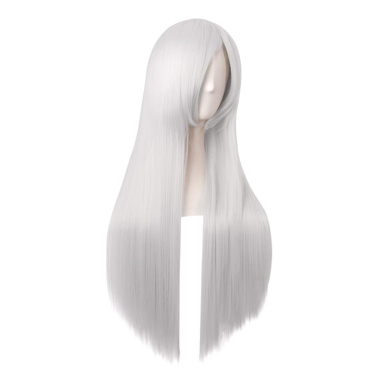 MapofBeauty 32 Inch/80cm Long Straight Anime Costume Cosplay Wig Party Wig (Silver)