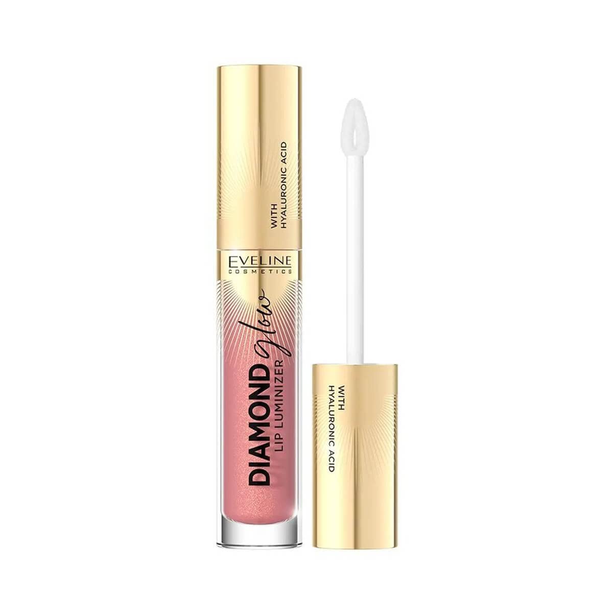 Eveline Cosmetics Lip Gloss Diamond Glow Lip Luminizer No 04 Raspberry Sorbet, Glossy Finish, Lightweight And NonSticky Formula