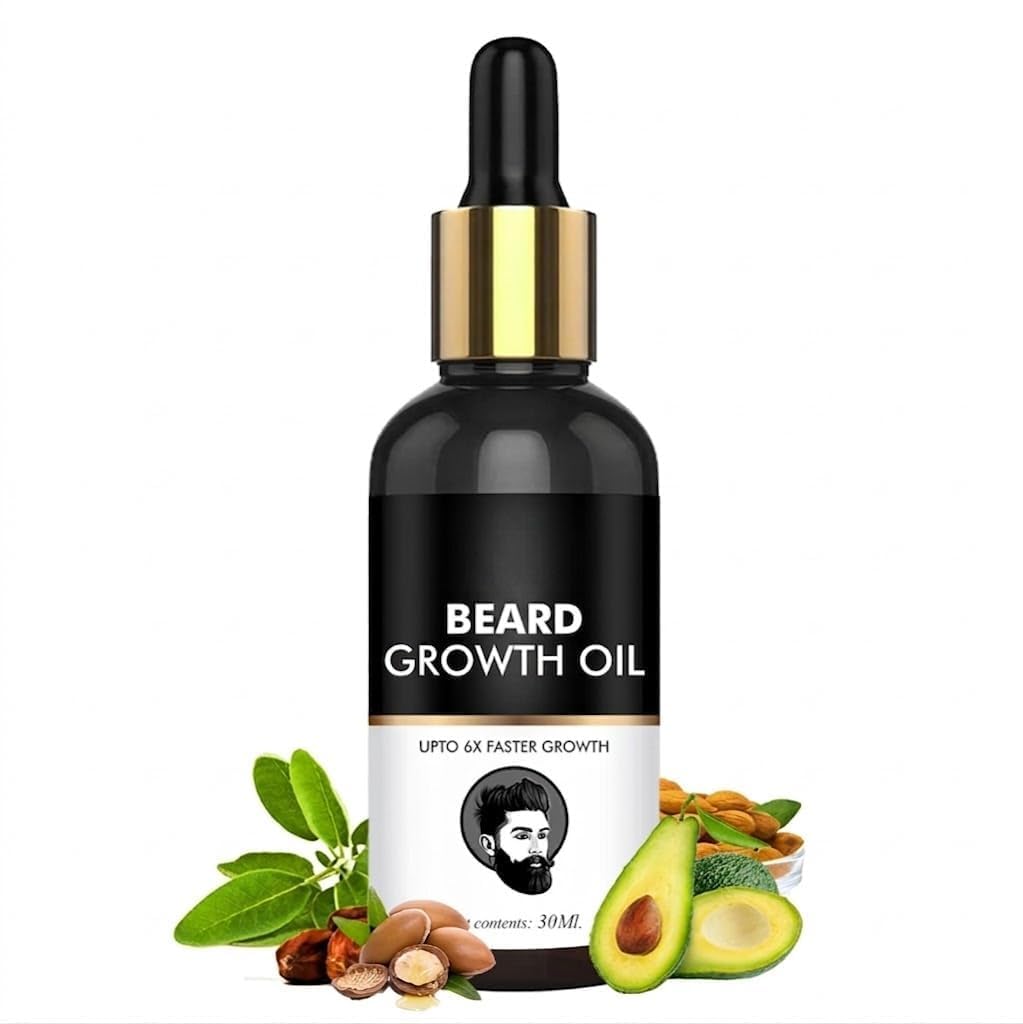 Hollis Gray Beard Oil for Growing Faster 30ml, Mustache Growth, Mens Fast Growth, Pachy and Smooth Beard