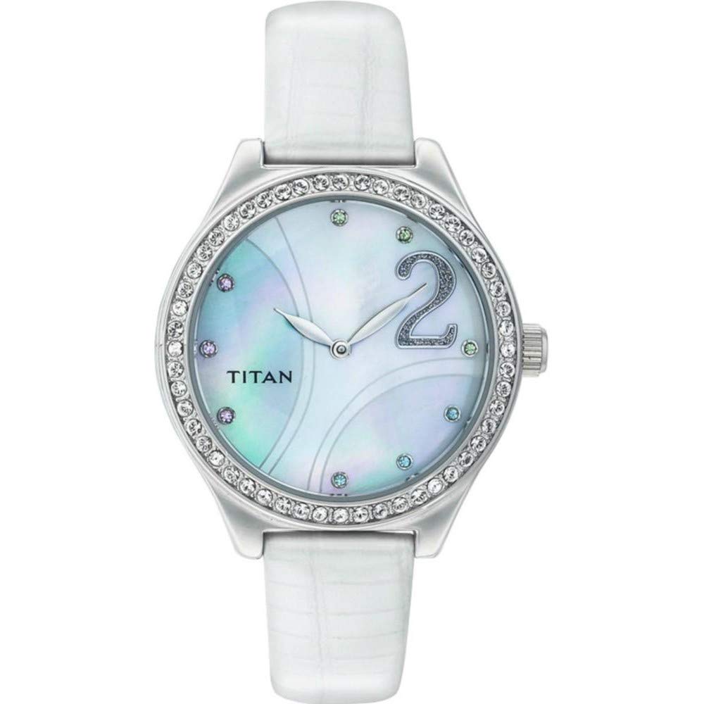 Titan WomenS 9744Sl03 Purple Analog Display Analog Quartz White Watch