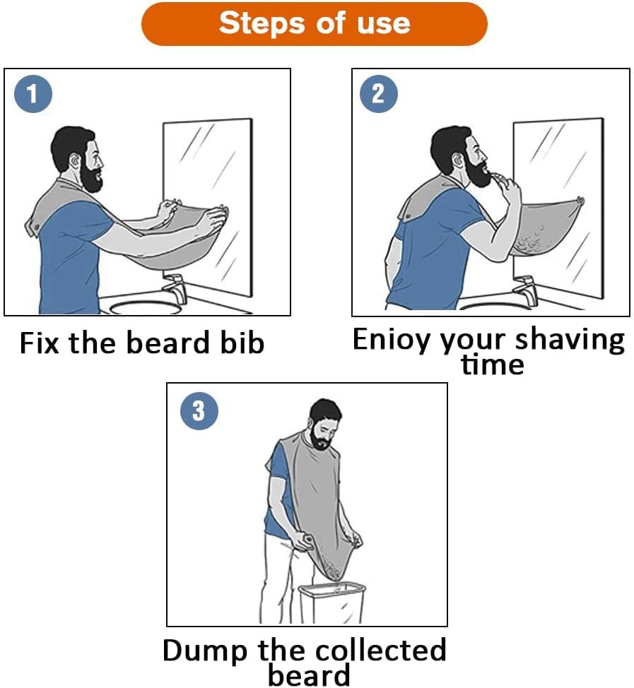 Beard Bib Beard Apron, Beard Hair Catcher For Men Shaving & Trimming Non-Stick Waterproof Beard Cape Grooming Cloth With 3 Sucti