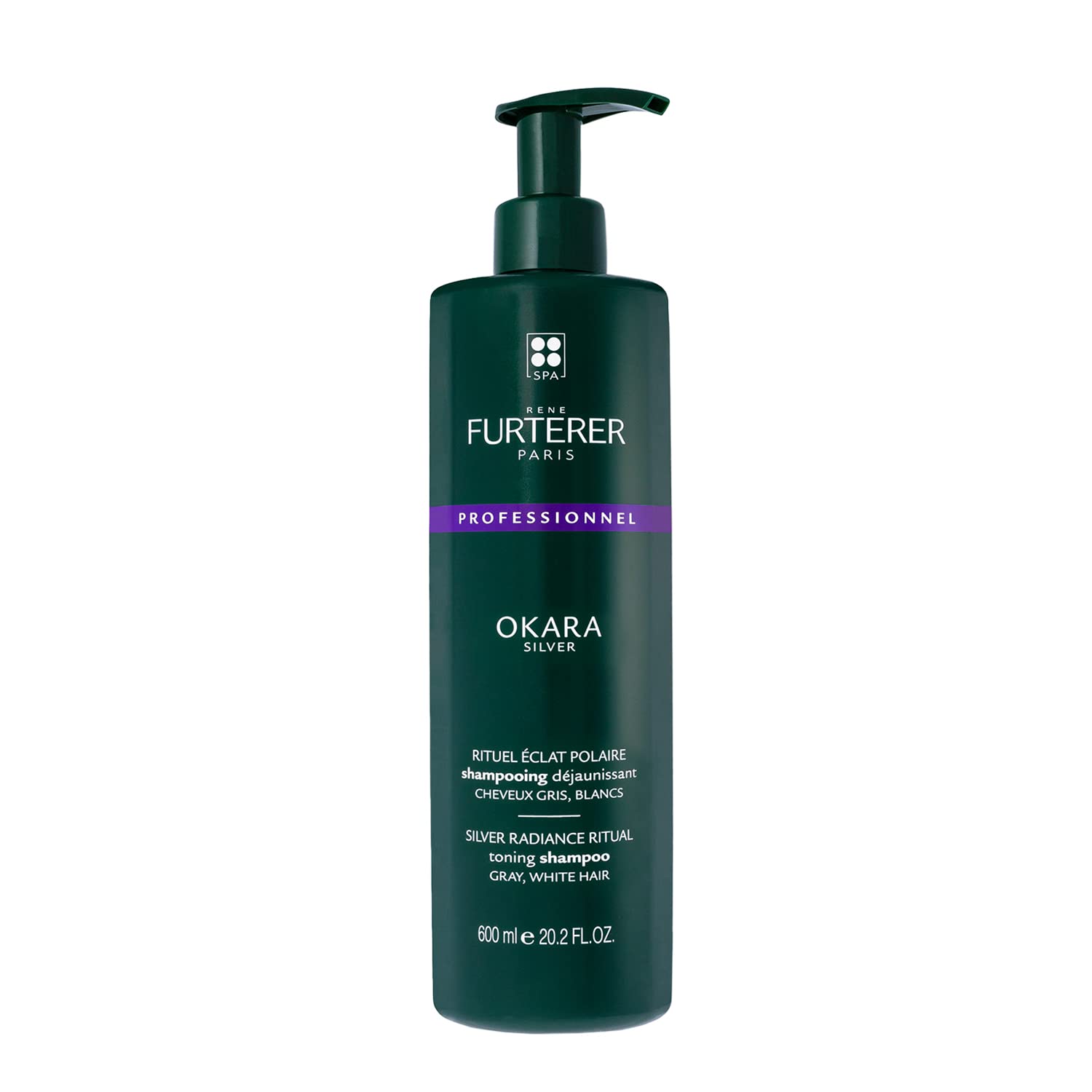 Rene Furterer Okara Silver Toning Shampoo, Purple Shampoo For Blonde, White, Grey, Silver, Pastel Hair, Pump, 20.2 Oz.