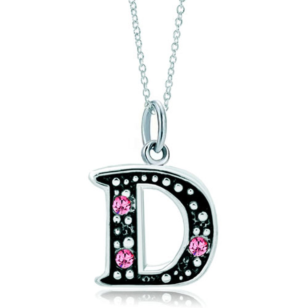 LovelyJewelry Pink Letter D Alphabet Initial Charms Bead Necklace Pendant