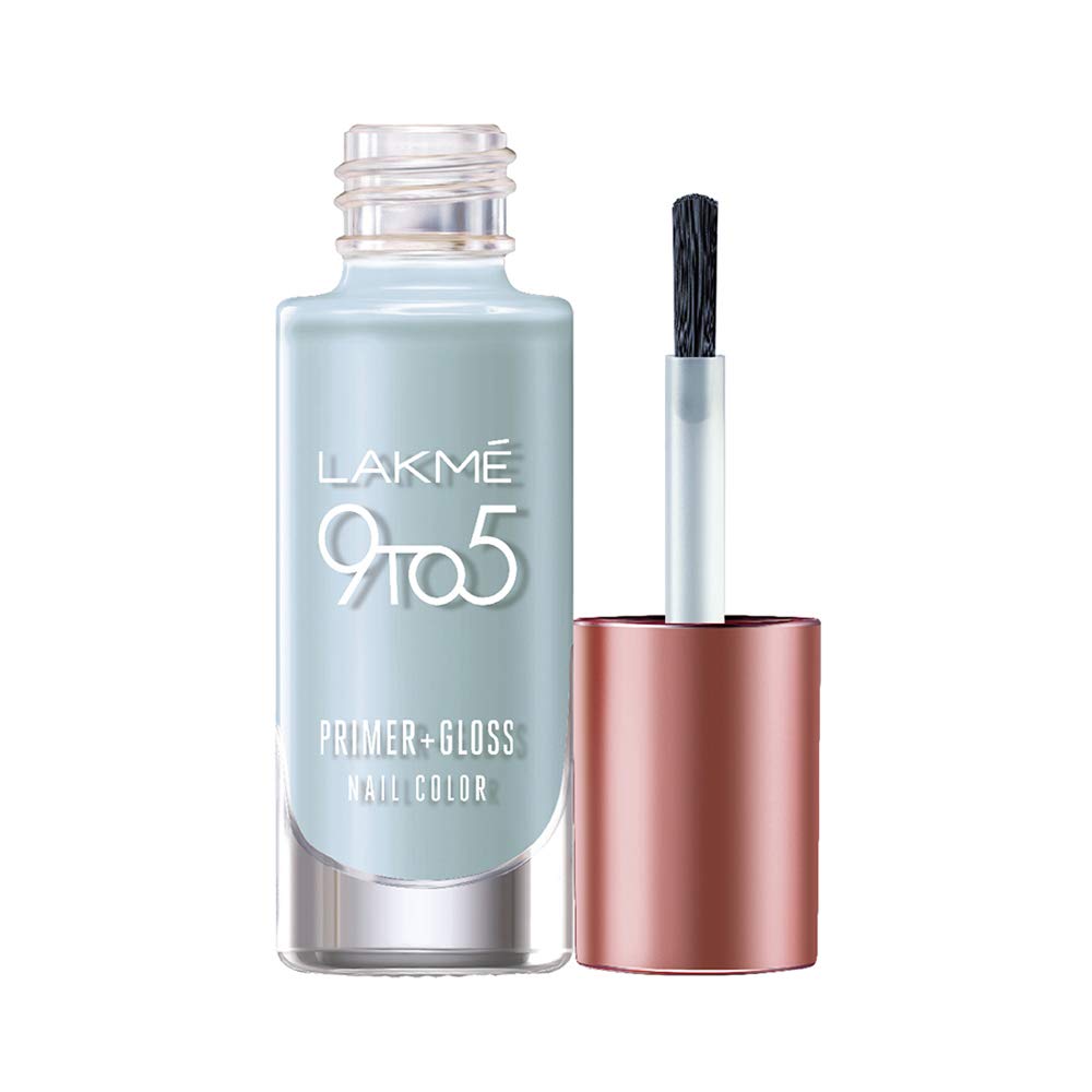 Lakm 9 To 5 Primer + Gloss Glossy Finish Nail Colour, Blue Scape, 6 Ml