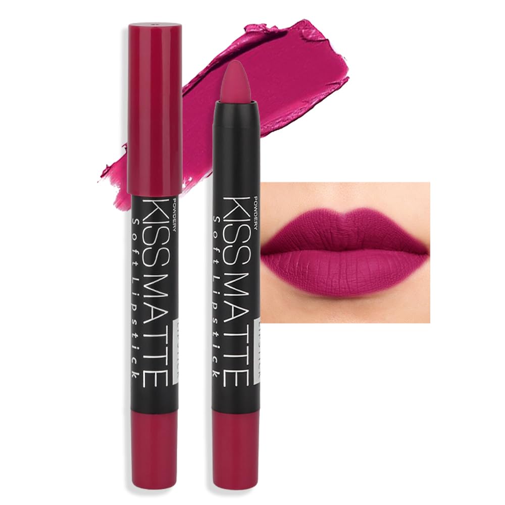 Evpct Dnm 1Pcs Plum Purple Matte Lipstick And Lip Crayon Liner Pencil Pen Set For Women Lip Stain Long Lasting Waterproof Labial