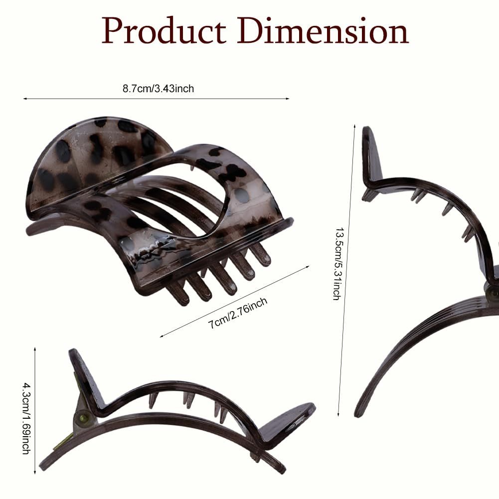 6Pcs Flat Hair Clips for Women,Kabuki Flat Top Round Clips for Thick or Thin Hair,Matte Large Hair Claw Clips Strong Hold No Sli