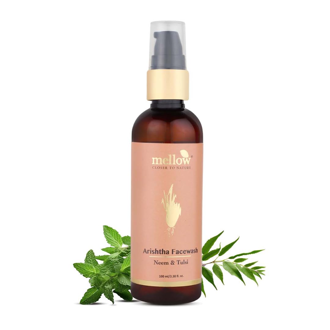 Mellow Herbals Ayurvedic Arishtha Facewash With Neem, Aloe Vera & Tulsi | AntiAcne & Oil Control Face Cleanser | Deep Cleansing
