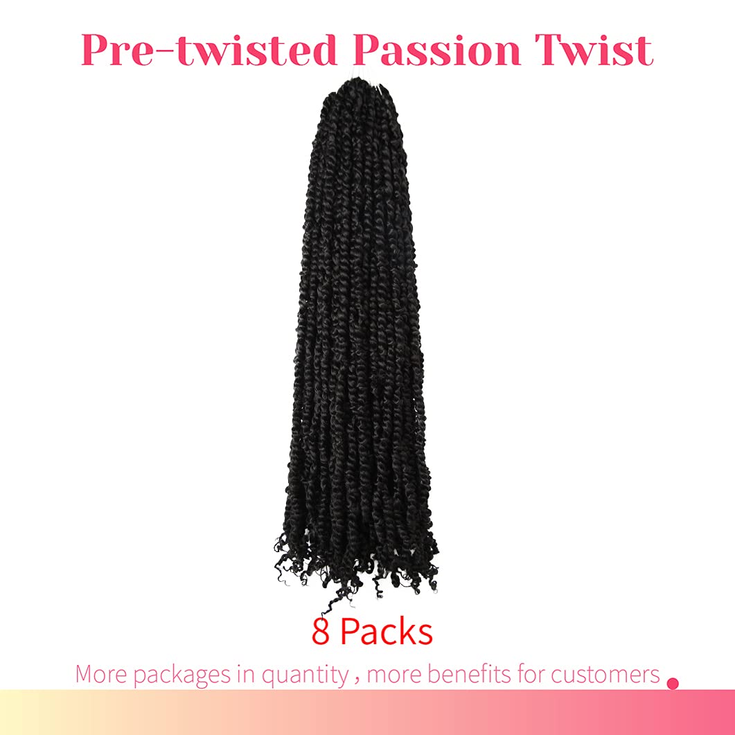 The Bohobabe Crochet Hair 30 Inch Long Pre-Looped/Twisted Passion Twist Braiding Hair 8 Packs Soft Bohemian Twists (1B)