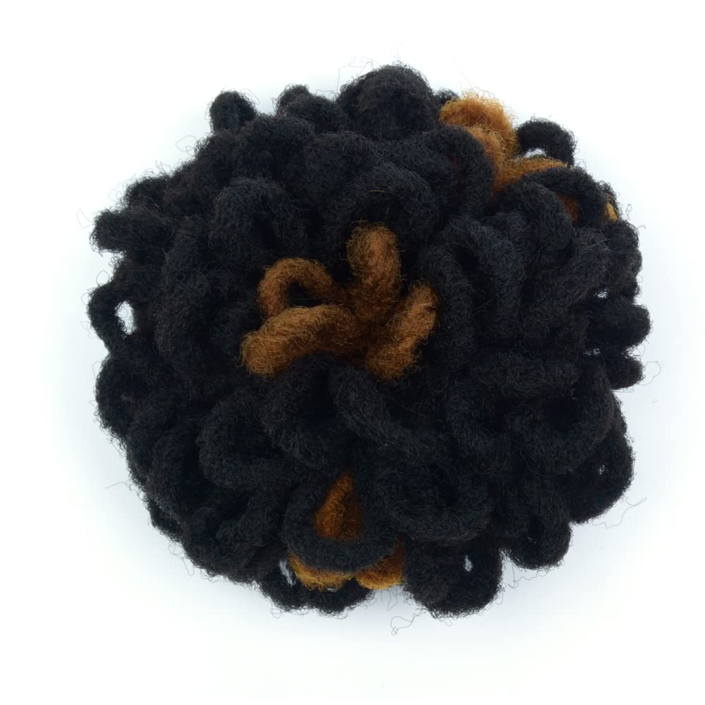 Yinmei Baibian Dreadlock Bun Drawstring Ponytail Faux Locs Petal Braided Afro Puffs Hair Pieces Clip in on Braids Hairpieces Syn
