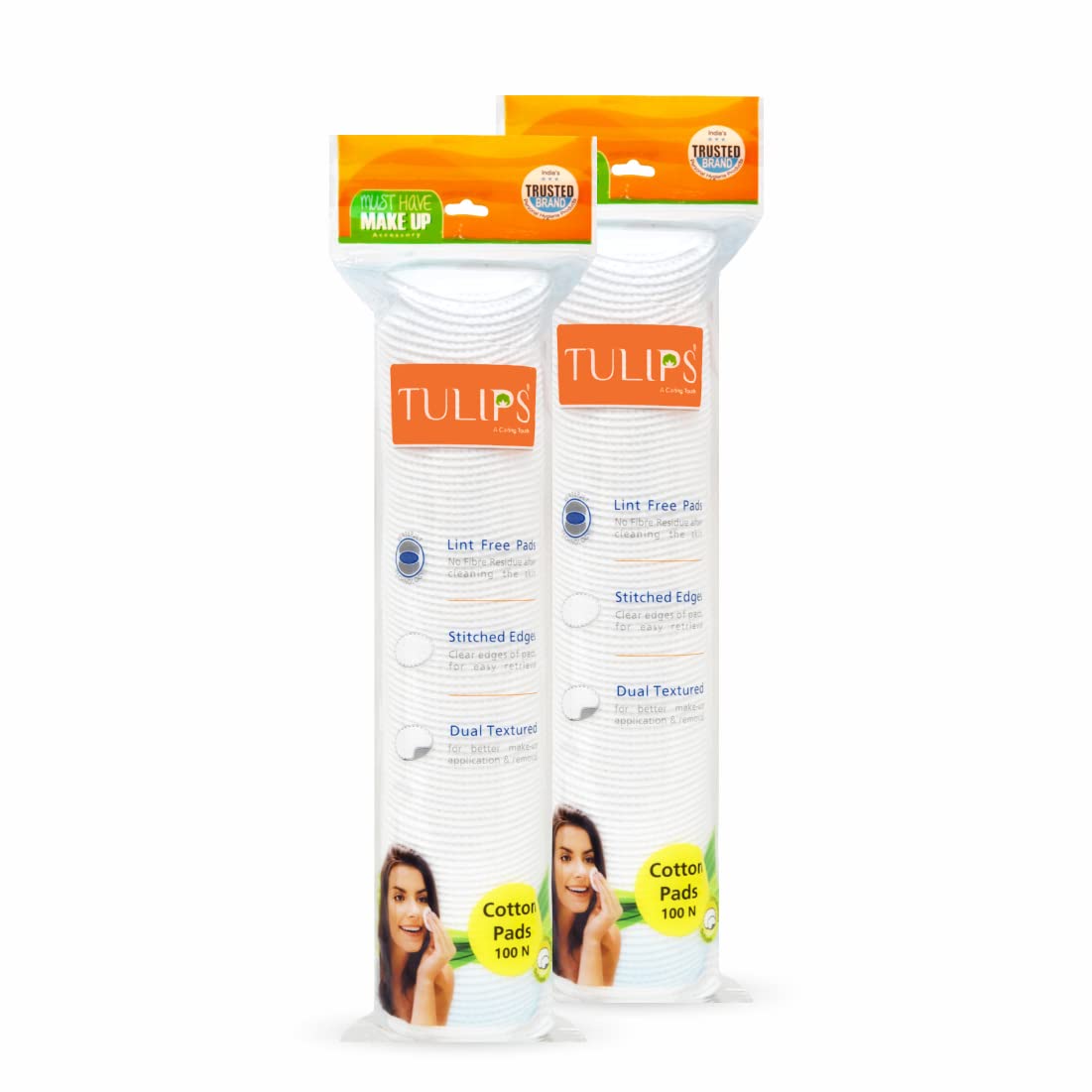 Tulips Cotton Pads (100 Pc (Pack Of 2)) Multiple Uses For Makeup Remover, Face Cleaning, Eyes Makeup Remover I Apply Cleansing W