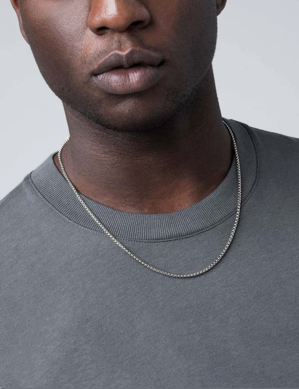 Waitsoul 925 Sterling Silver Box Chain Lobster Clasp 4mm Silver Chain for Women Men Silver Necklace Chain 16-30 Inches (18)