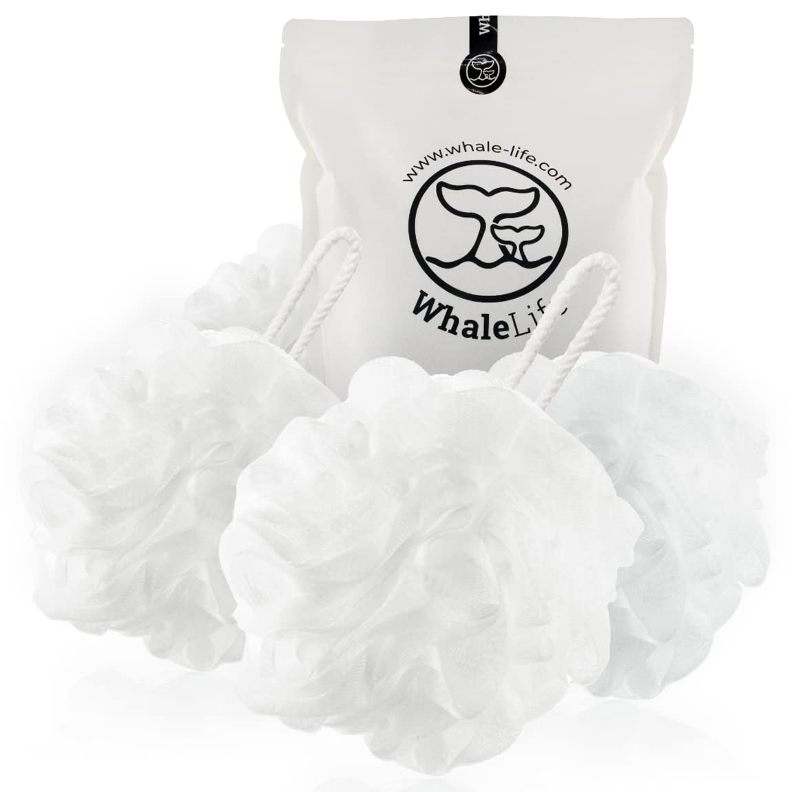 Loofah Sponge Bath Sponge For Women Men 4 Pack (White)