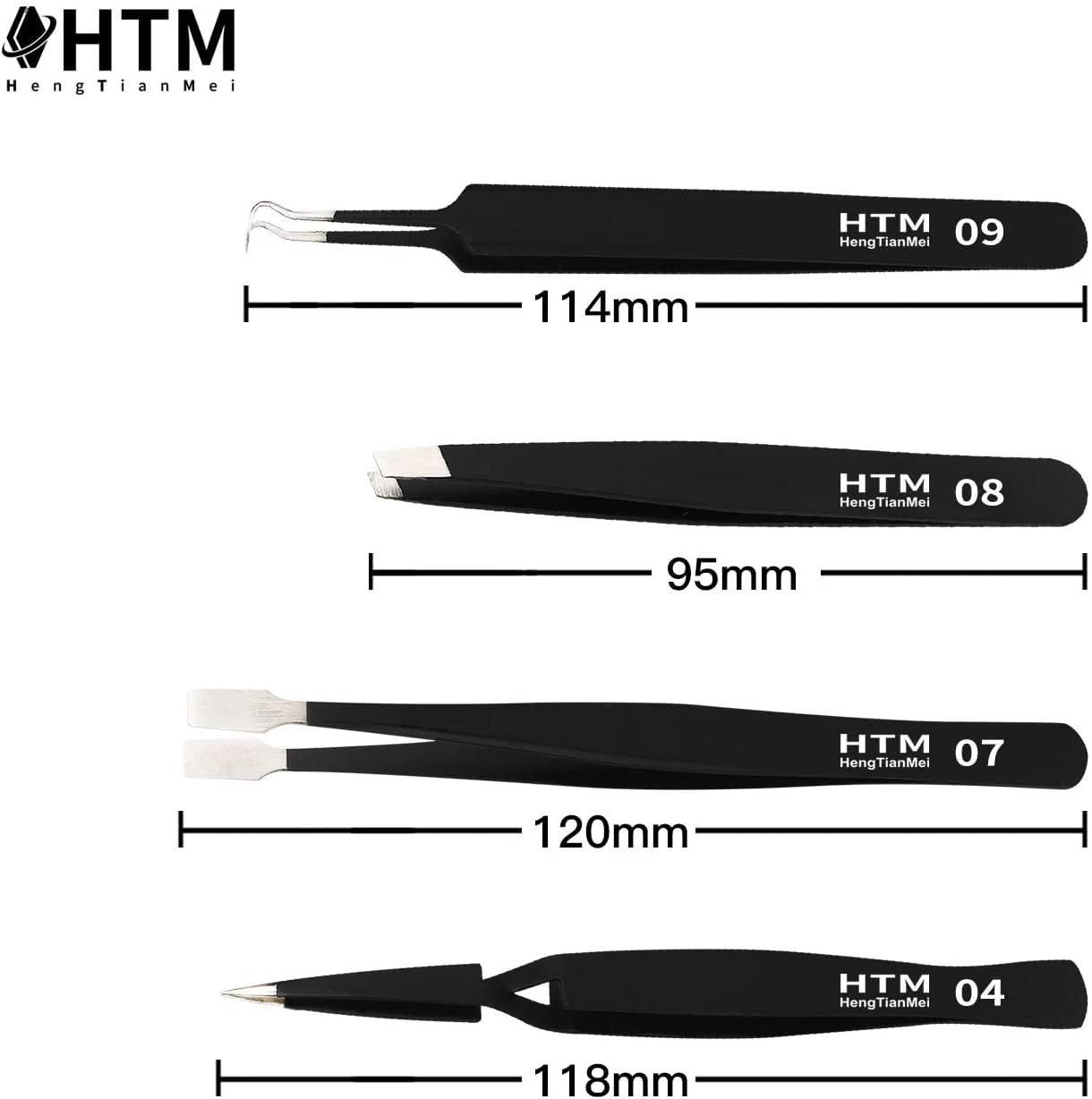 Hengtianmei Precision Tweezers Set, Esd Anti-Static Stainless Steel Tweezers Set For Craft, Jewelry, Electronics, Laboratory Wor