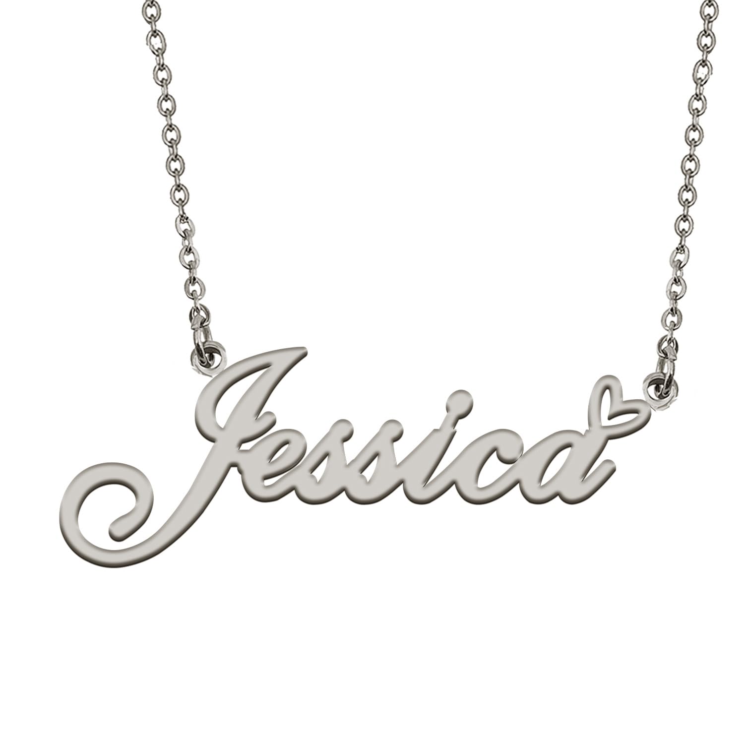 HUAN XUN Silver Pendant Name Necklace Customized Personalized Jewelry Gifts for My Best Friend Jessica Birthday Gift