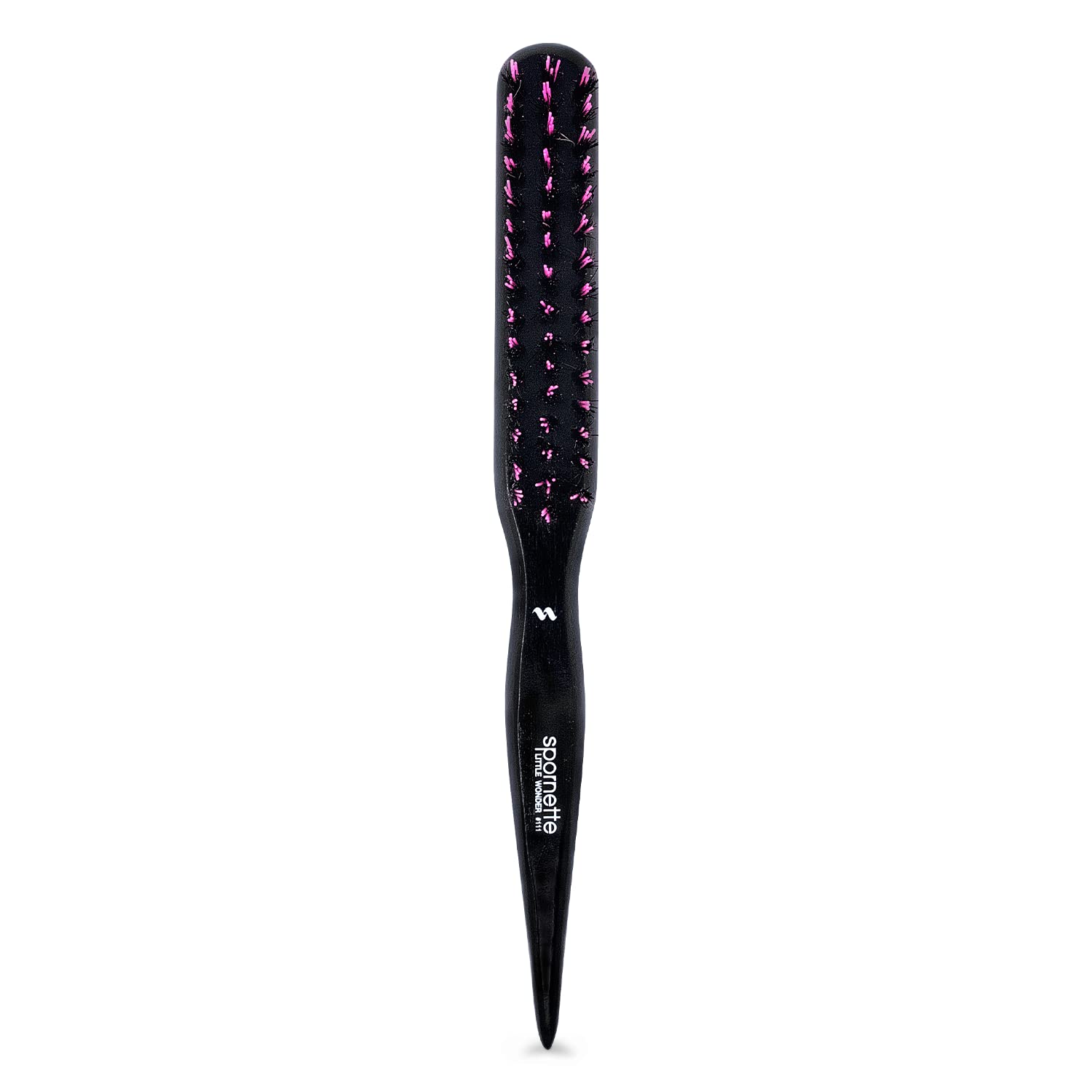 Spornette Little Wonder Teasing Brush, Boar & Tourmaline Nylon Bristles - Tapered Handle For Back Brushing & Combing, Creating V