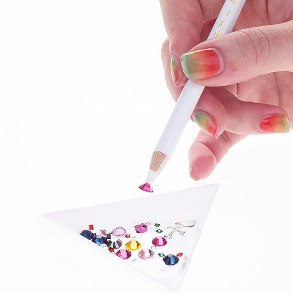 Healeved 12PCS Rhinestone Picker Tool White Nail Pencil Rhinestone Pen Tool Wax Pencil for Rhinestones Nail Point Drill Pen Rhin