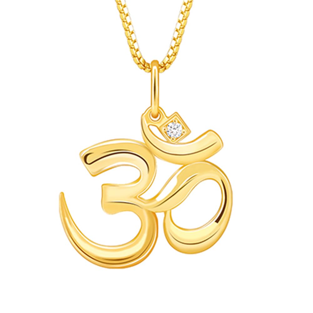 Giva 925 Silver Golden Classic Om Pendant With Box Chain For Him| Necklace To Gift Men & Boys| With Certificate Of Authenticity 