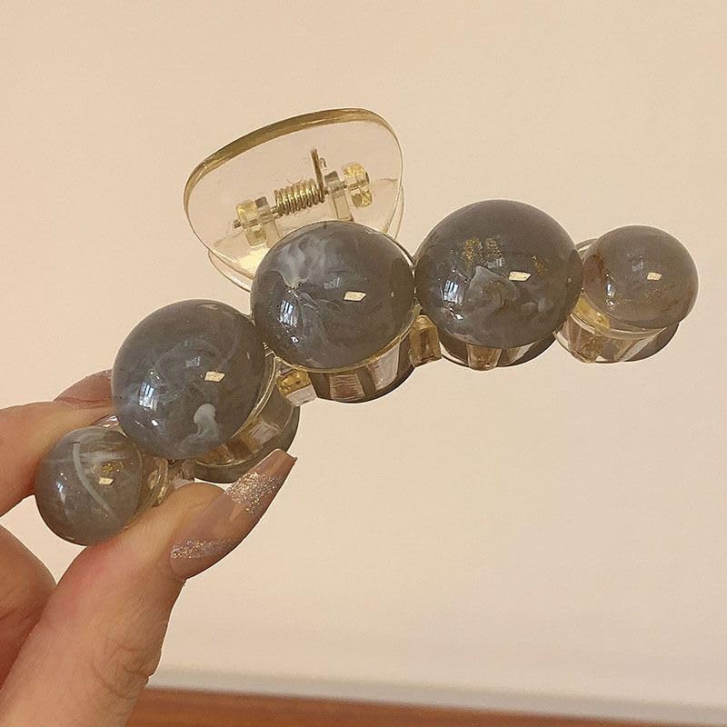 Large Grey Pearl Hair Claw Clips - Elegant Non-Slip Clamps With Strong Hold For Thick Or Thin Hair, Stylish Hair Accessories