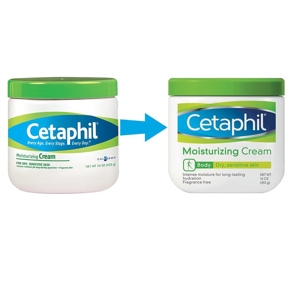 Cetaphil Moisturizing Cream For Very Dry/Sensitive Skin, Fragrance Free, 16 Ounce