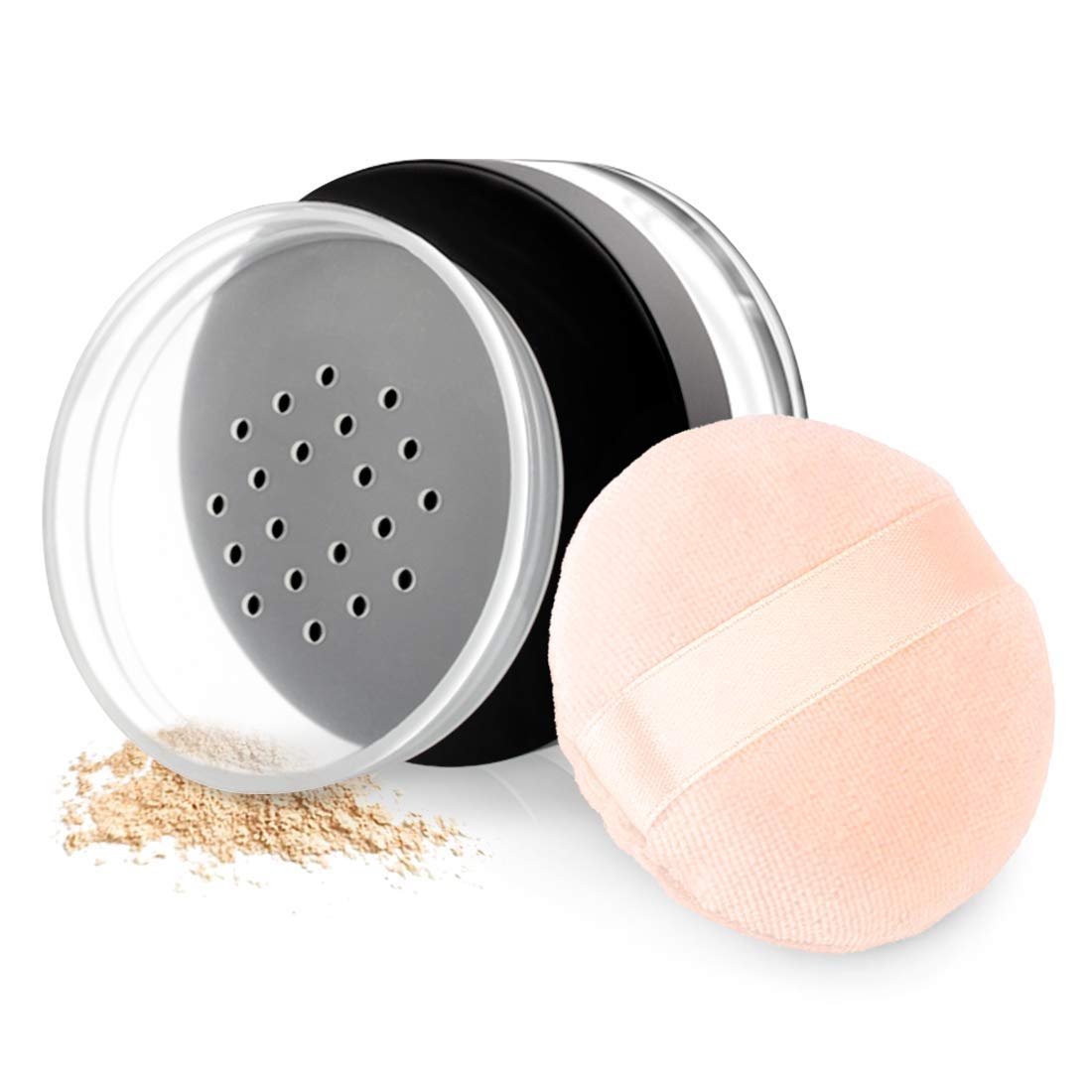 Kalevel Empty Makeup Powder Container 50Ml With Puff Loose Face Powder Compact Case Plastic Cosmetic Jars Travel Containers Refi