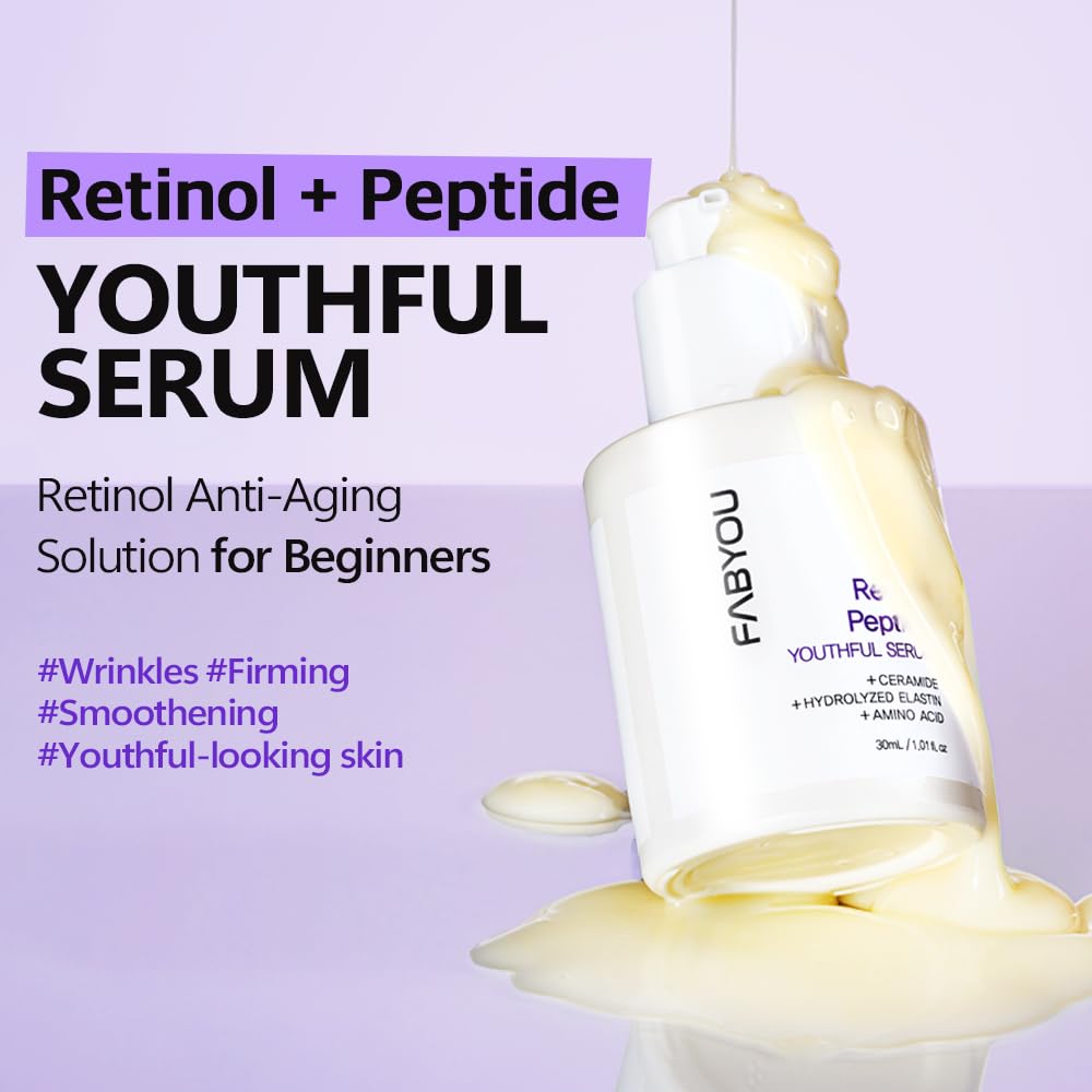 Fabyou Retinol Peptide Youthful Serum 1.01 Oz - Firming, Lifting With Retinol, Peptides, Ceramide & Panthenol. Wrinkle Reduction
