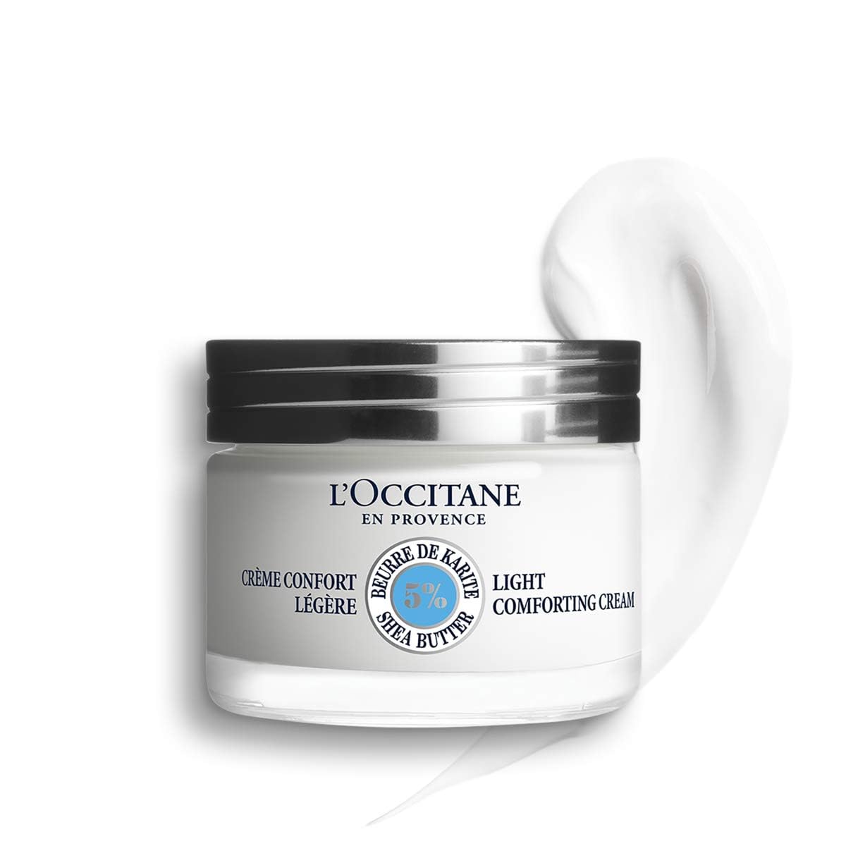 LOCCITANE 5% Organic Shea Butter Lightweight Comforting Face Cream, Moisturizes, Hydrates & Soothes Sensitive Skin, Non-Comedog