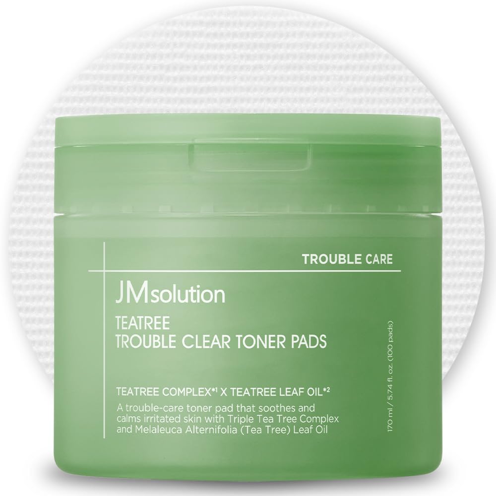 JMsolution Teatree Trouble Clear Toner Pads (100 Pads) | Tea Tree Complex & Leaf Oil | Calming Care for ClearLooking Skin | Kor