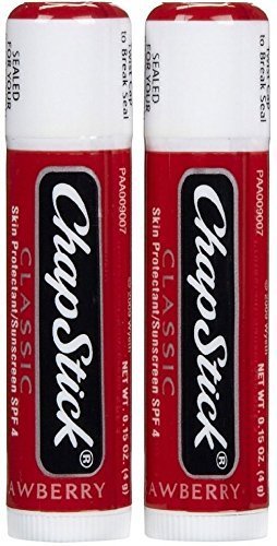 Chapstick Classic, Skin Protectant/Sunscreen Spf 4, .15 Oz.,Strawberry (Value Bundle 2 Pack)