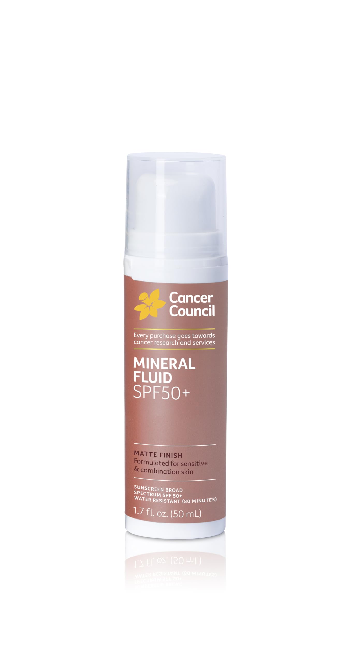 Cancer Council Mineral Fluid Face Sunscreen SPF 50+, Tinted, 1.7 FL OZ