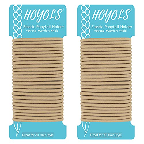 HOYOLS Blonde Ponytail Holders, No Metal Elastic Hair Ties, Braided Hair Bands Scrunchies for Girl Women Medium Hair 50 Count 4m