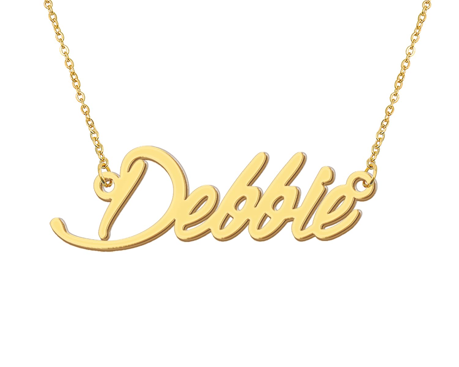 Aoloshow 18k Gold Plated Debbie Name Necklace Womens Stainless Steel Initial Nameplate Chain Necklaces Jewelry for Valentines Da