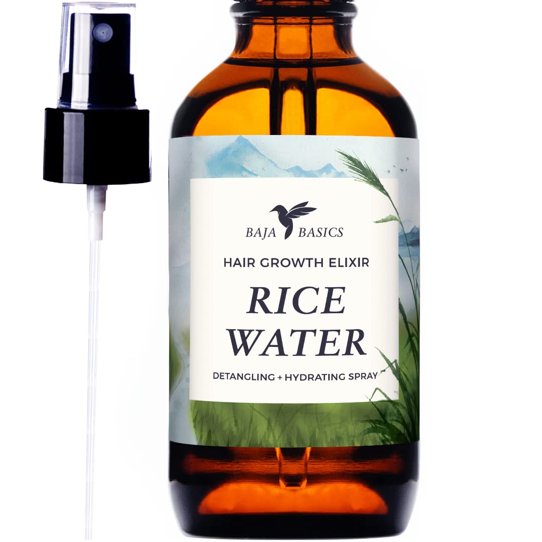 Rice Water For Hair Growth By Baja Basics, Thickness, Strength, Shine - Natural Leave-In Conditioner For Scalp, Dry Split End Mo
