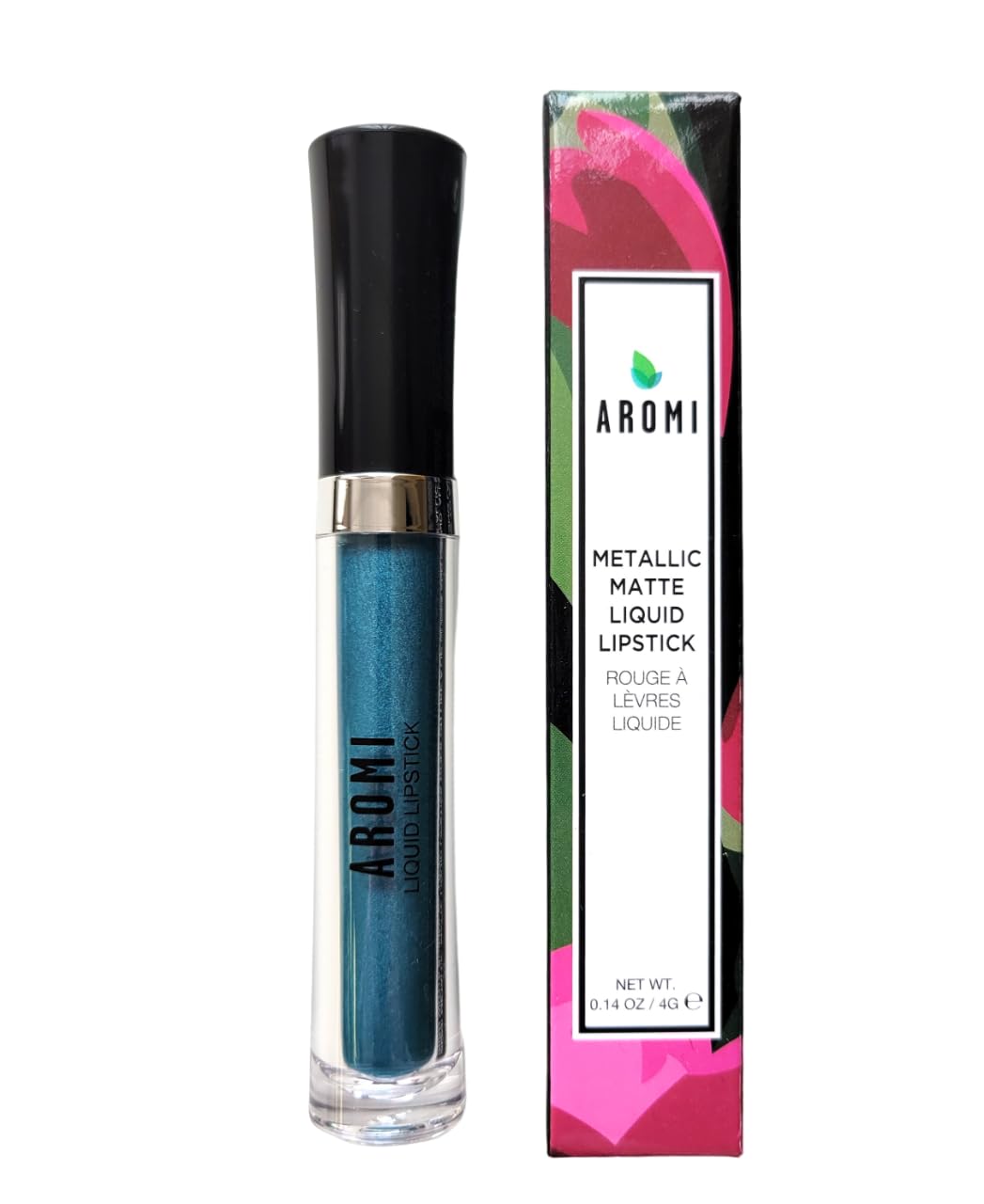 Aromi Teal Blue Metallic Liquid Lipstick | Turquoise, Sea Foam Lip Color With Shimmery Finish, Vegan, Cruelty-Free, Long-Lasting