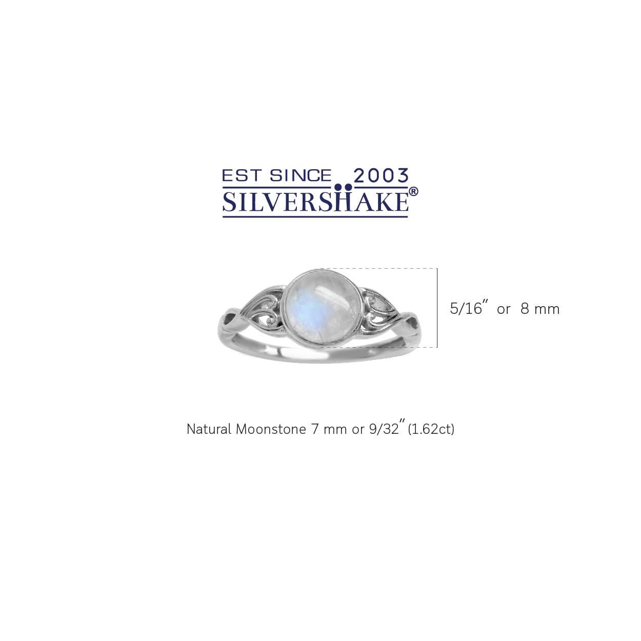 Silvershake 7mm Natural Moonstone 925 Sterling Silver Victorian Style Solitaire Ring Size 8