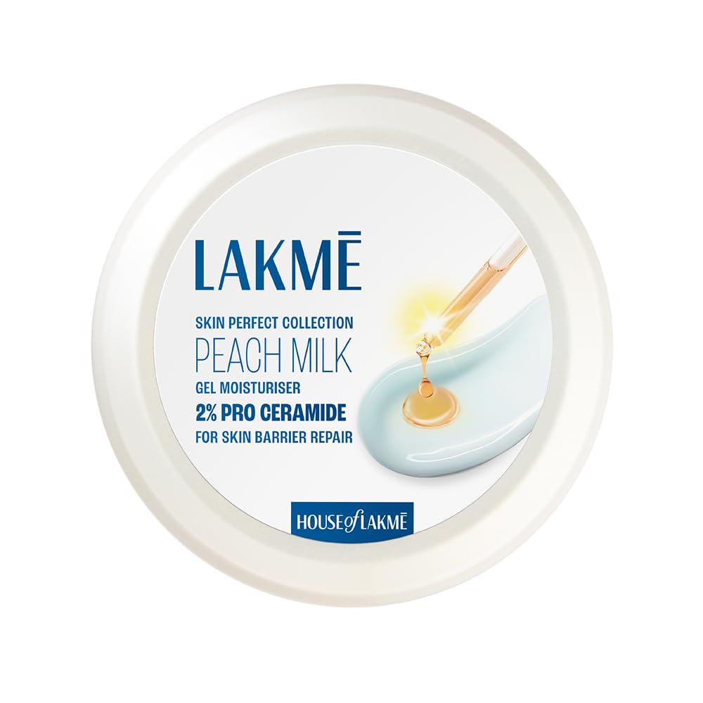 Lakm Peach Milk Gel Moisturiser With 2% Pro Ceramide | 24Hr Deep Hydration For Strong Skin Barrier Repair & Glowing Skin | Light