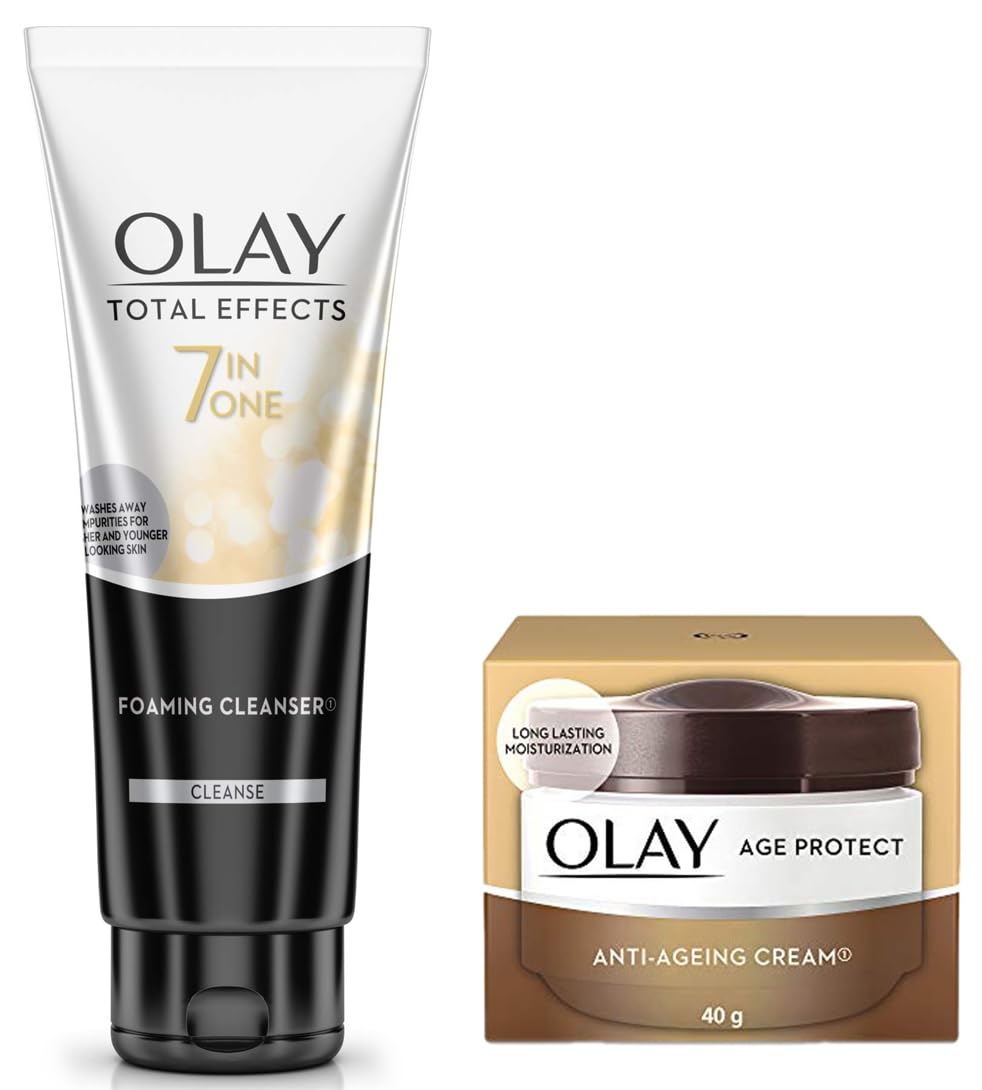 Olay Age Protect AntiAgeing Cream, 40G & Olay Face Wash Total Effects 7 In 1 Exfoliating Cleanser, 100G