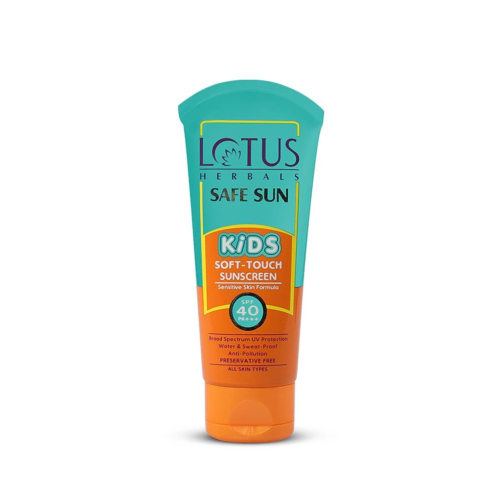 Lotus Herbals Safe Sun Kids SoftTouch Sunscreen Spf 40 Pa+++ | Waterproof & Sweatproof | Preservative Free | Anti Pollution | A